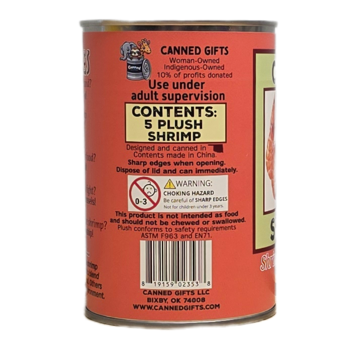 Canned Gifts - Vente Cadeau amusant/original - Can O' Shrimp - Cadeau en peluche éco-responsable pour pêcheurs avec blagues3