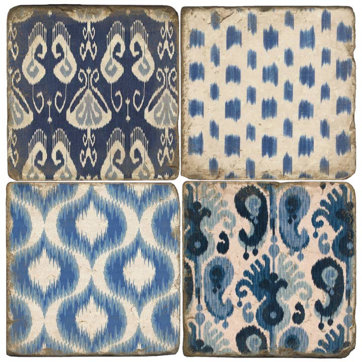 Singing the Blues - Lot de 4 sous-verres en marbre roulé pour la vente par Studio Vertu