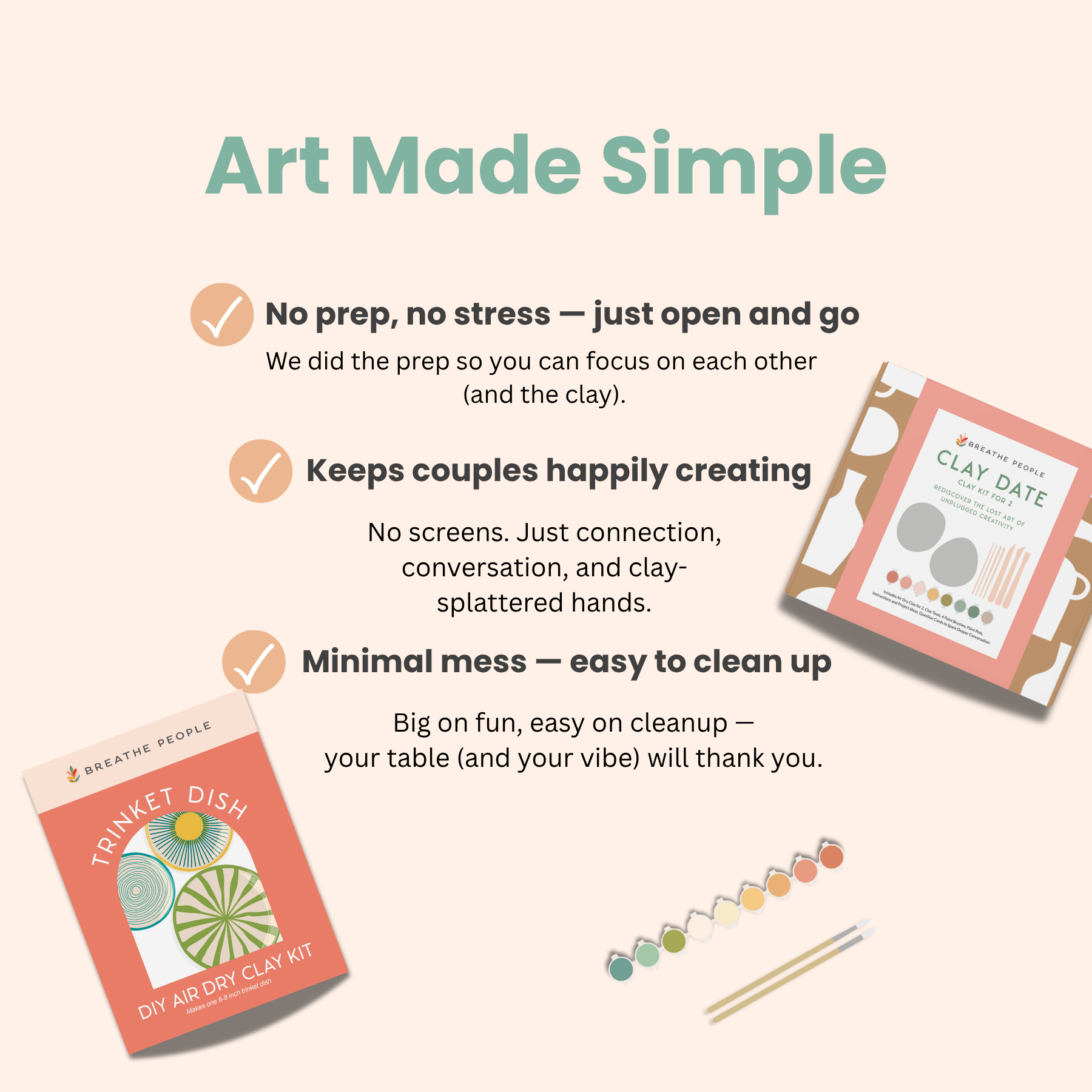 Breathe People – Engroshandel DIY-hobbysæt – Deluxe Sæt til Lerdate - Lerkit til to personer10