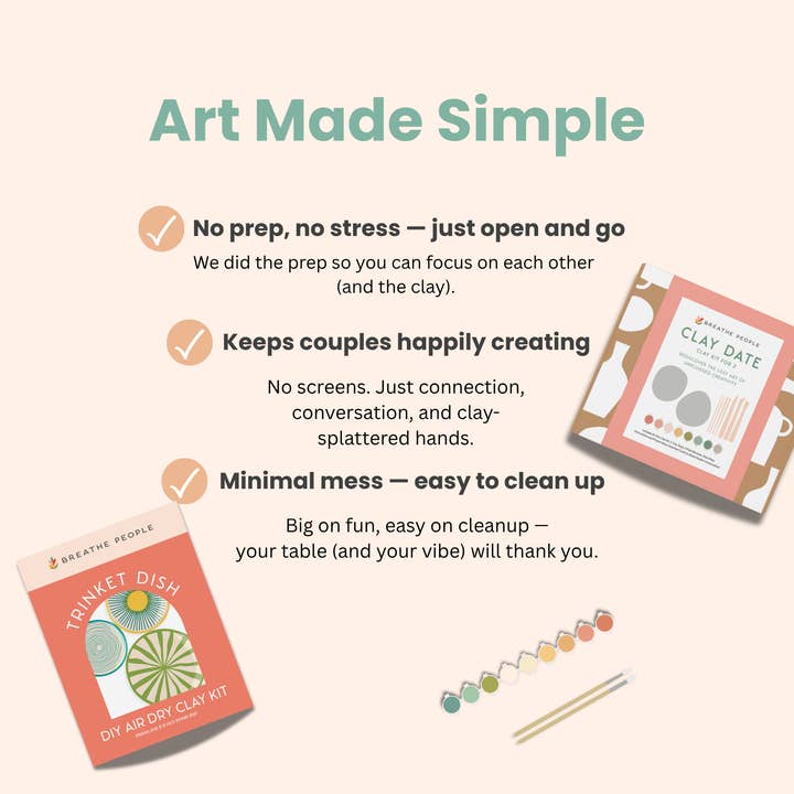 Breathe People – Engroshandel DIY-hobbysæt – Deluxe Sæt til Lerdate - Lerkit til to personer10