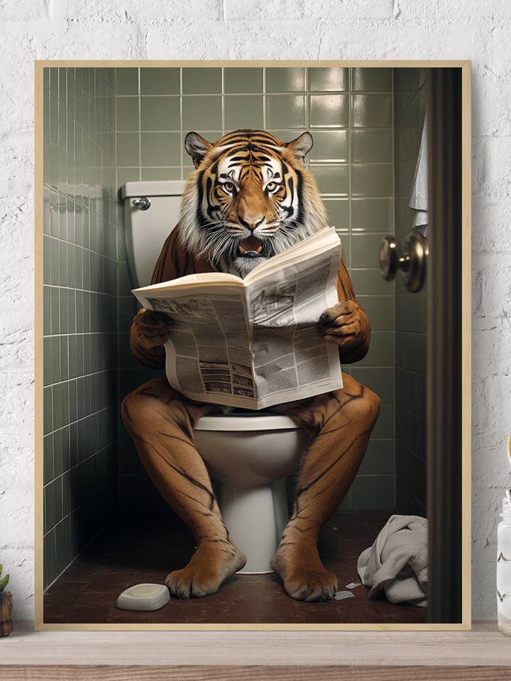 Impression murale sur toile Tigre aux toilettes pour la vente par Arttique - Artistry Canvas Prints