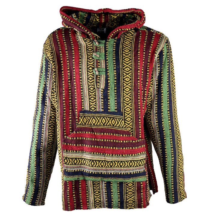 Ponchojas bont geweven klassiek Baja-poncho jerga Mexico voor wholesale door Tribal Trade GmbH
