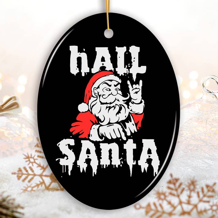 OrnamentallyYou - Venta al por mayor Adornos - Adorno navideño Hail Santa Heavy Metal, Emo Goth Rockstar