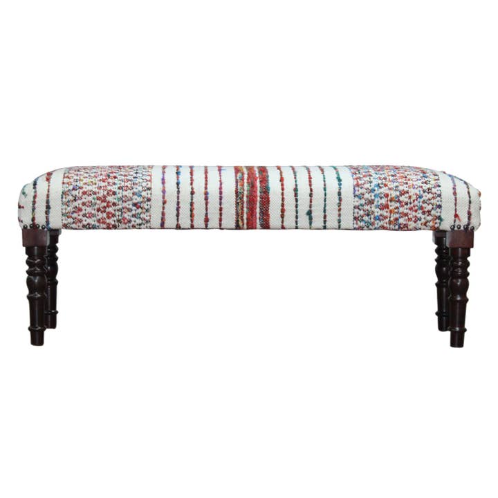 LR Home - Wholesale Bench - Striped Multicolor Farmhouse Indoor Bench
