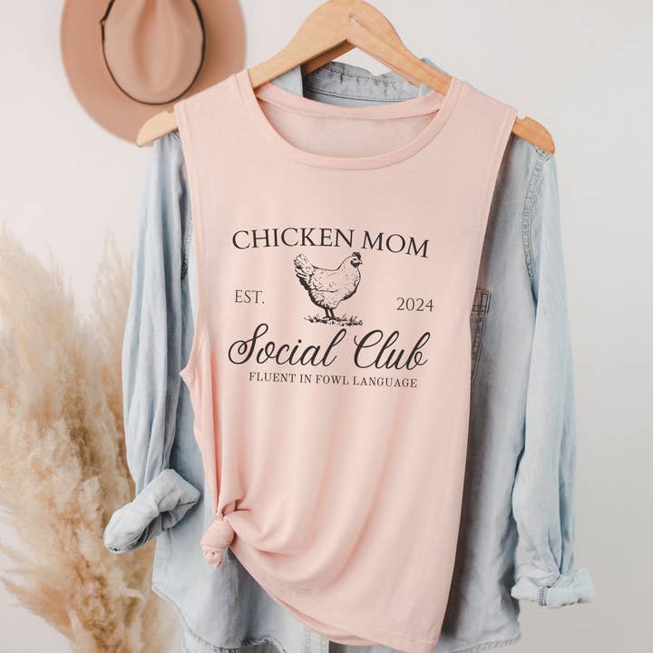 Chicken Mom Social Club BC Muscle Tank for wholesale by Trendznmore - Modern Graphic Apparel