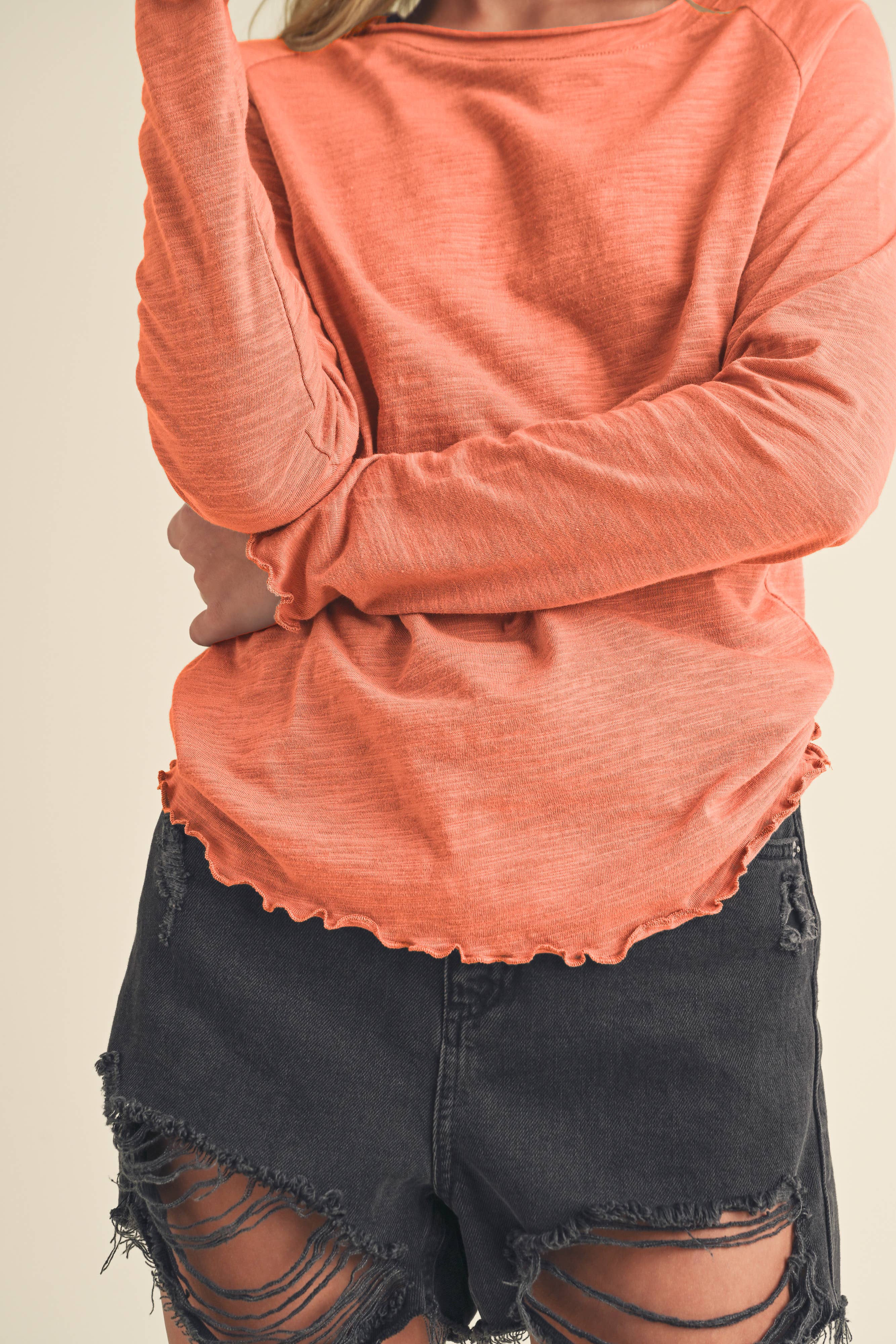 AEMI + CO - Wholesale Knit Top - Women's - 8288DN Gwen Baby Long Sleeve Top 554