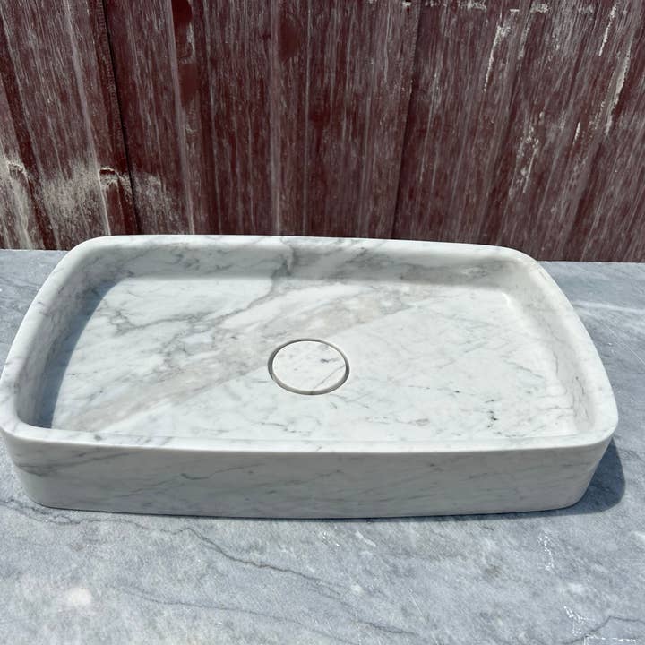 Arbon Marble - Wholesale Bathroom Accessory Set - Calacatta Gold Marble Sink, White Marble Vessel Sink on Top of Bathroom Vanity with Marble Sink Strainer Cover4