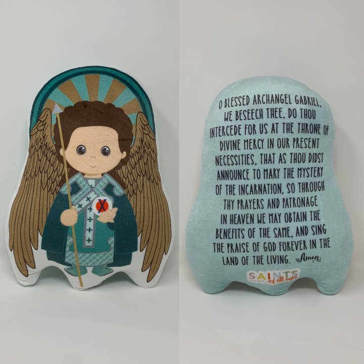 Saint Gabriel Stuffed Doll. Saint Gift. Easter Gift. Baptism. Catholic Baby Gift. Gabriel Gift. Gabriel Children's Doll. Saint Gabriel for wholesale by Meyer Market Designs