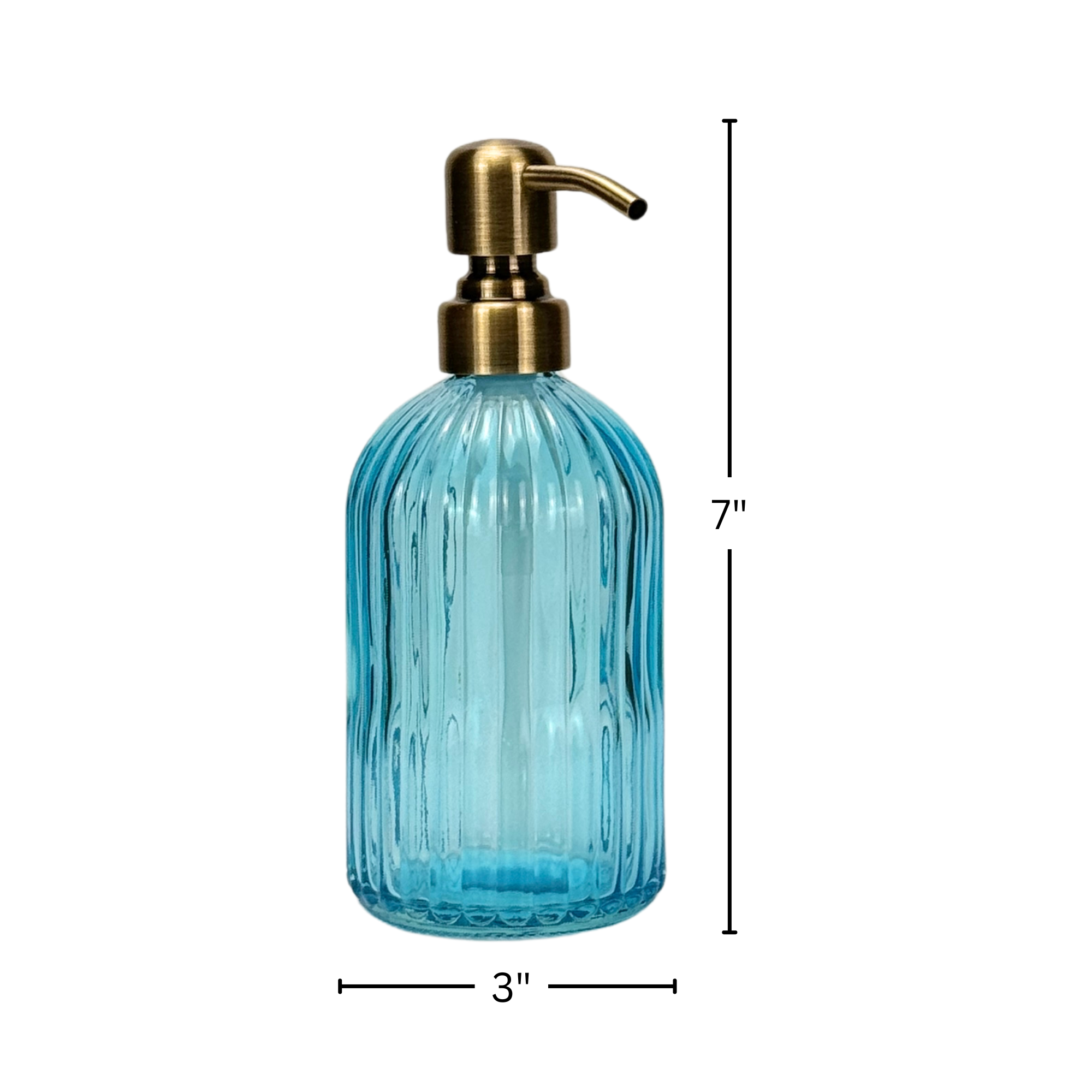 The Bottle Shoppe – wholesale Soap dispenser – 14oz Fluted Glass Soap Dispenser bottles with Metal Pumps.6