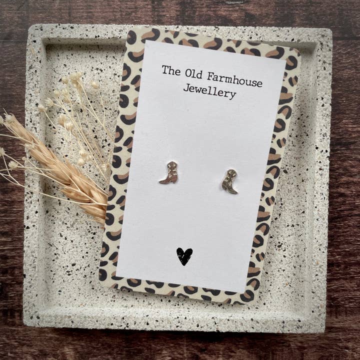 Minitachuelas para botas Cow Girl, joyas de vaquera, plata de ley para venta al por mayor de The Old Farmhouse Jewellery