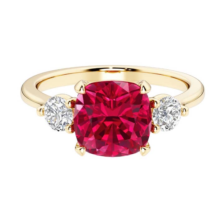 Bague en or 14 carats avec rubis de 3,25 ct et diamants pour la vente par DV Custom Jewelry USA