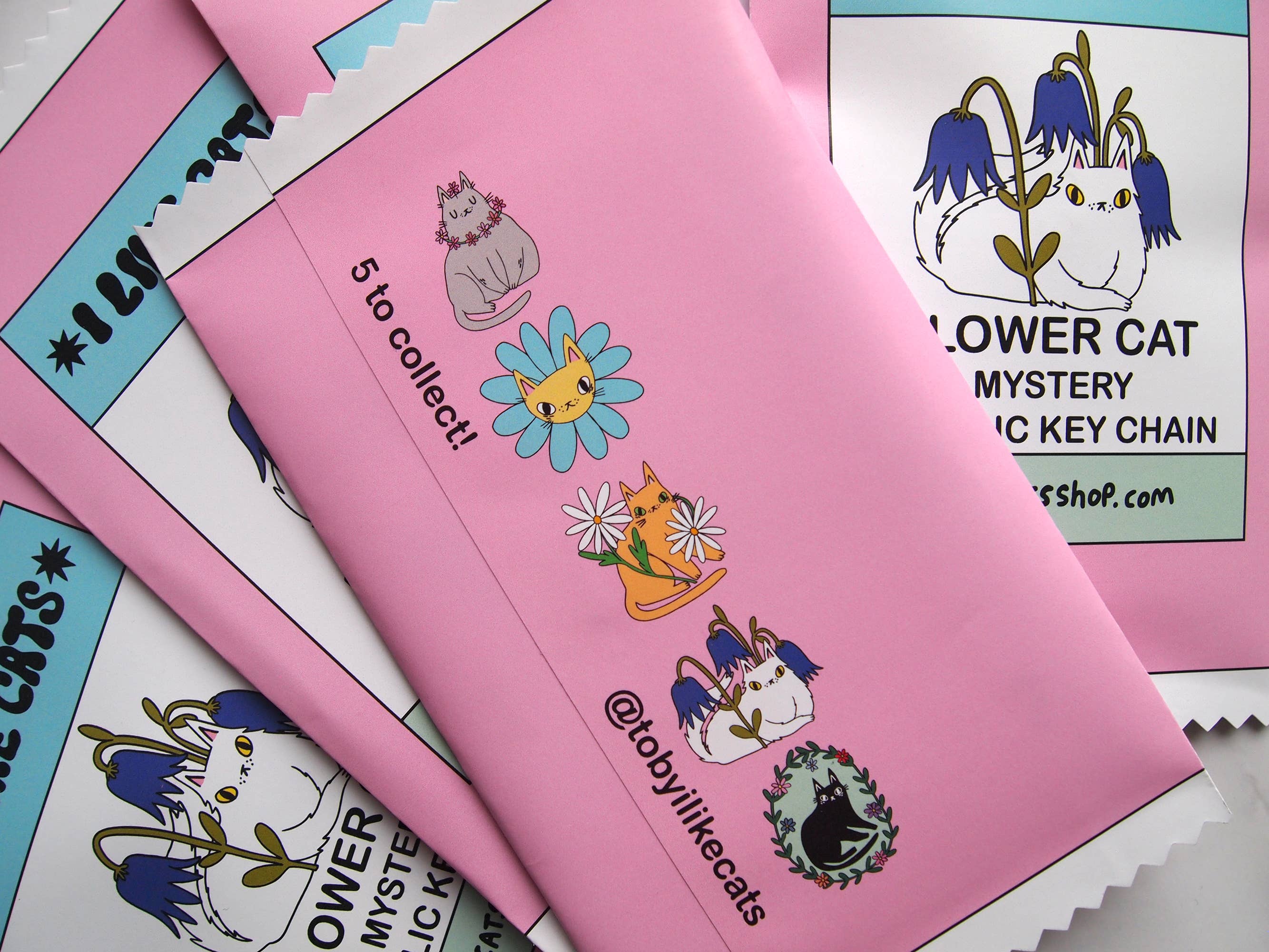 I LIKE CATS – wholesale Keychain – Women's – Cats and flowers acrylic keychain blind bag, mystery bags1