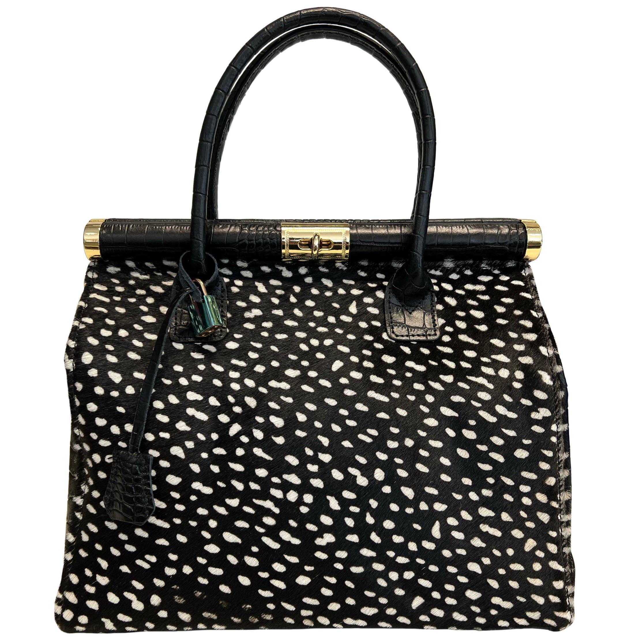 MODARNO – Engroshandel Taske med håndtag – til kvinder – Ægte håndtaske i kokoslæder med ægte ponyhår - model Firenze6