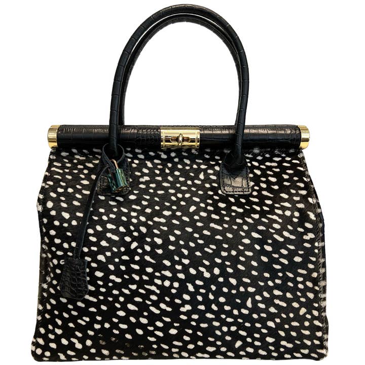 MODARNO – Engroshandel Taske med håndtag – til kvinder – Ægte håndtaske i kokoslæder med ægte ponyhår - model Firenze6