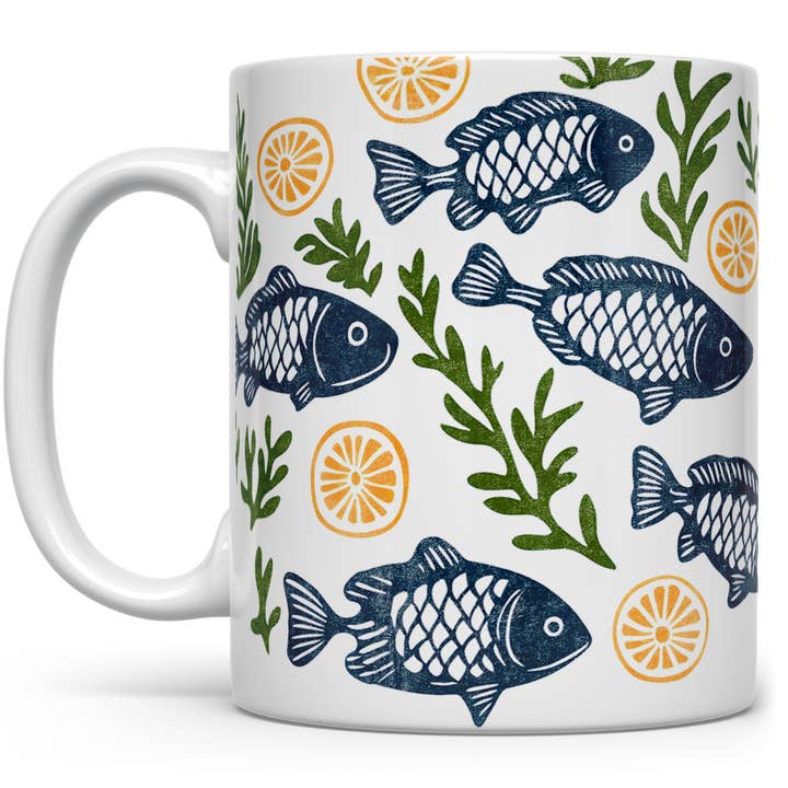 Mug en céramique poisson méditerranéen côtier, cadeaux de bord de mer pour la vente par Loftipop