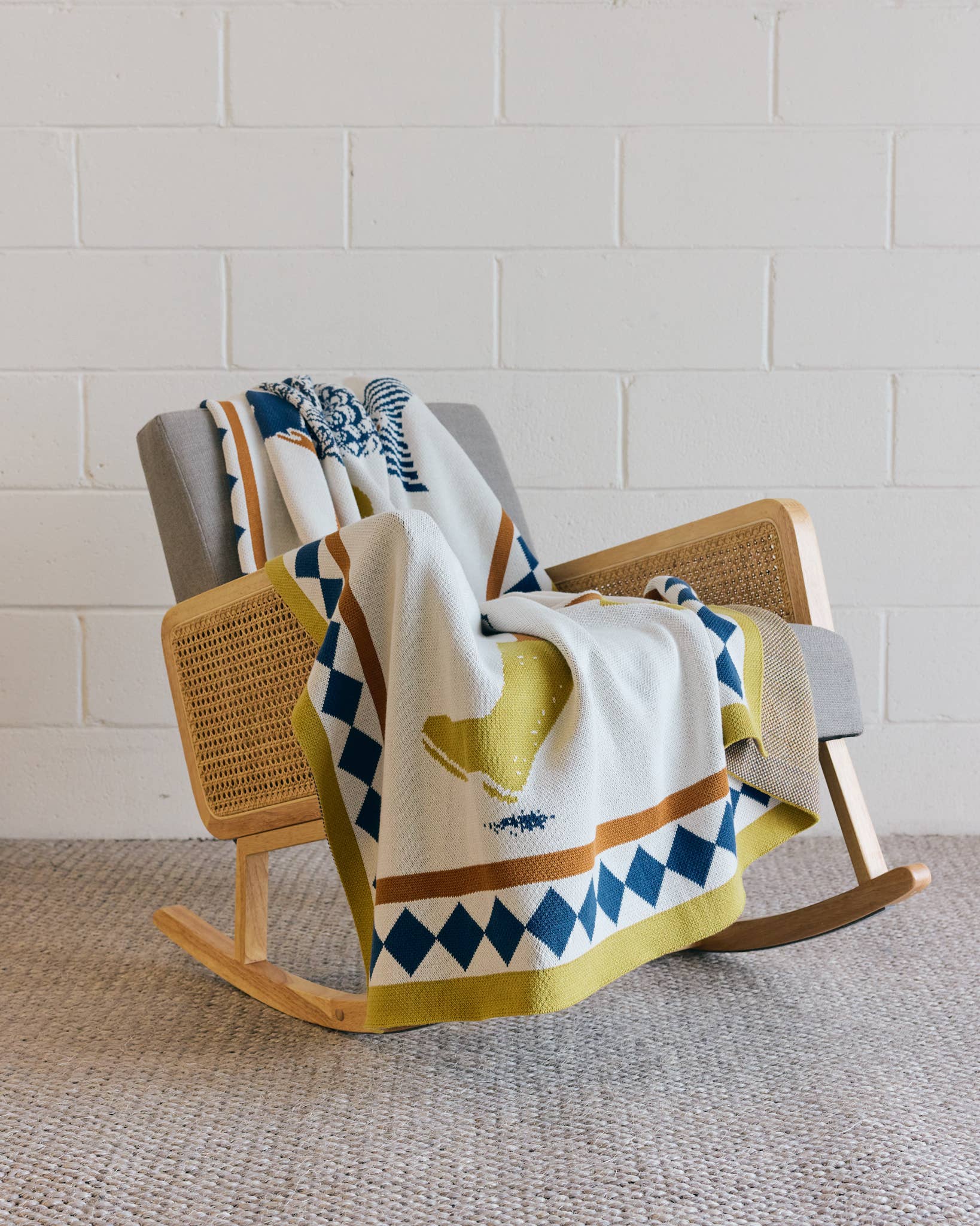 Biquette - Vendita all'ingrosso Plaid - Un Beau Poisson - Coperta da Lancio Lavorata a Maglia - Cotone - Prodotta negli USA5