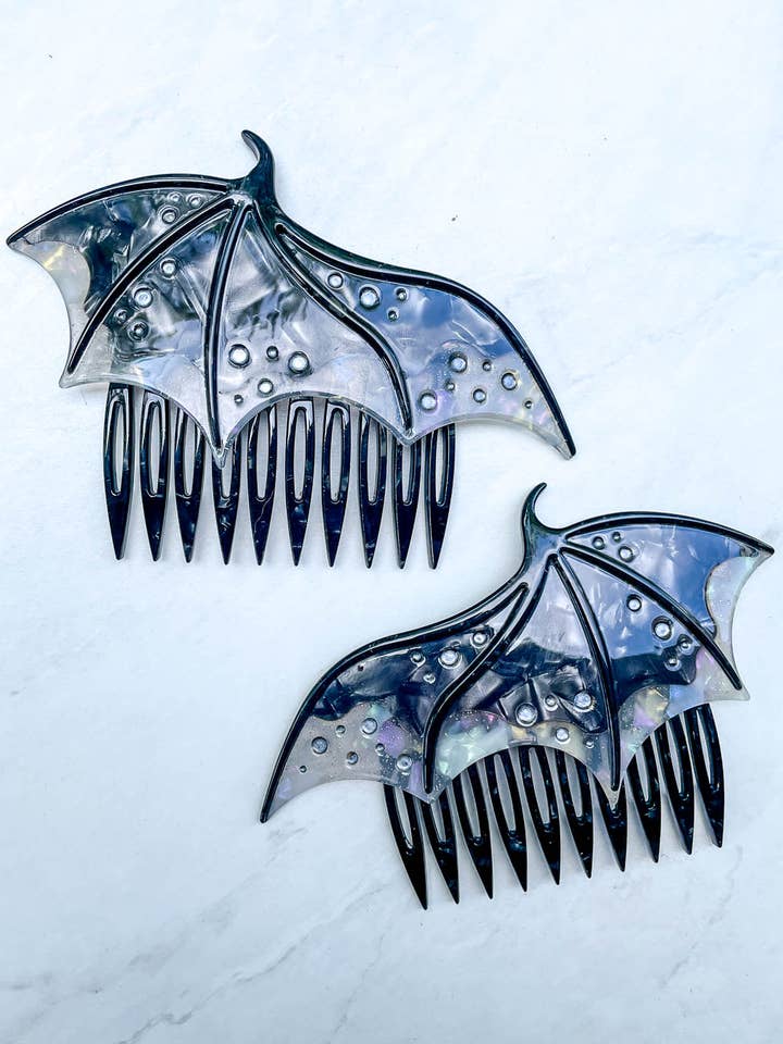 Black Dragon Wing Comb Set | Fantasy Gifts for wholesale by Blissfully Bookish Company