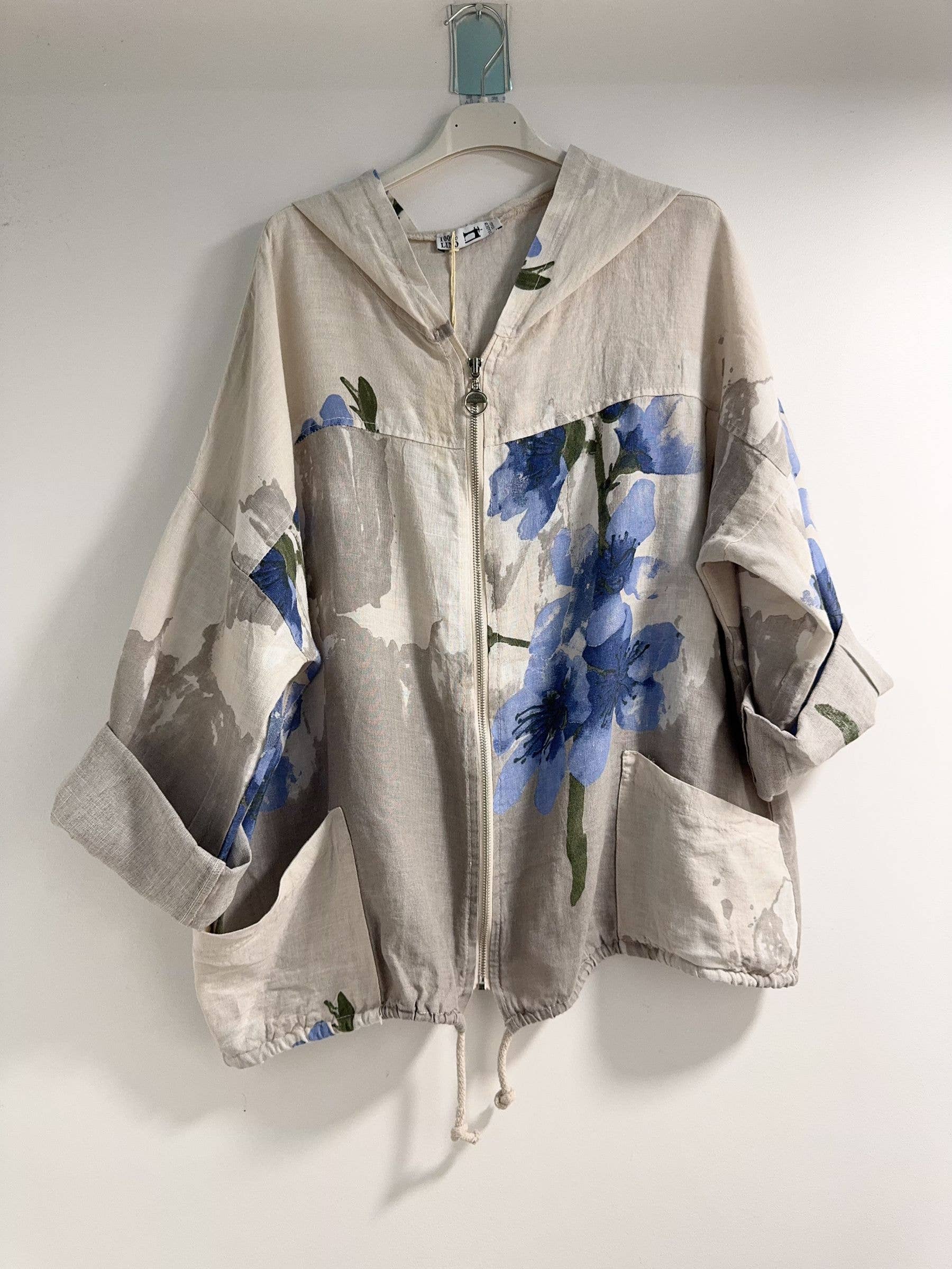 Happy look – wholesale Jacket – Women's – Zip-up jacket with hood in printed linen10