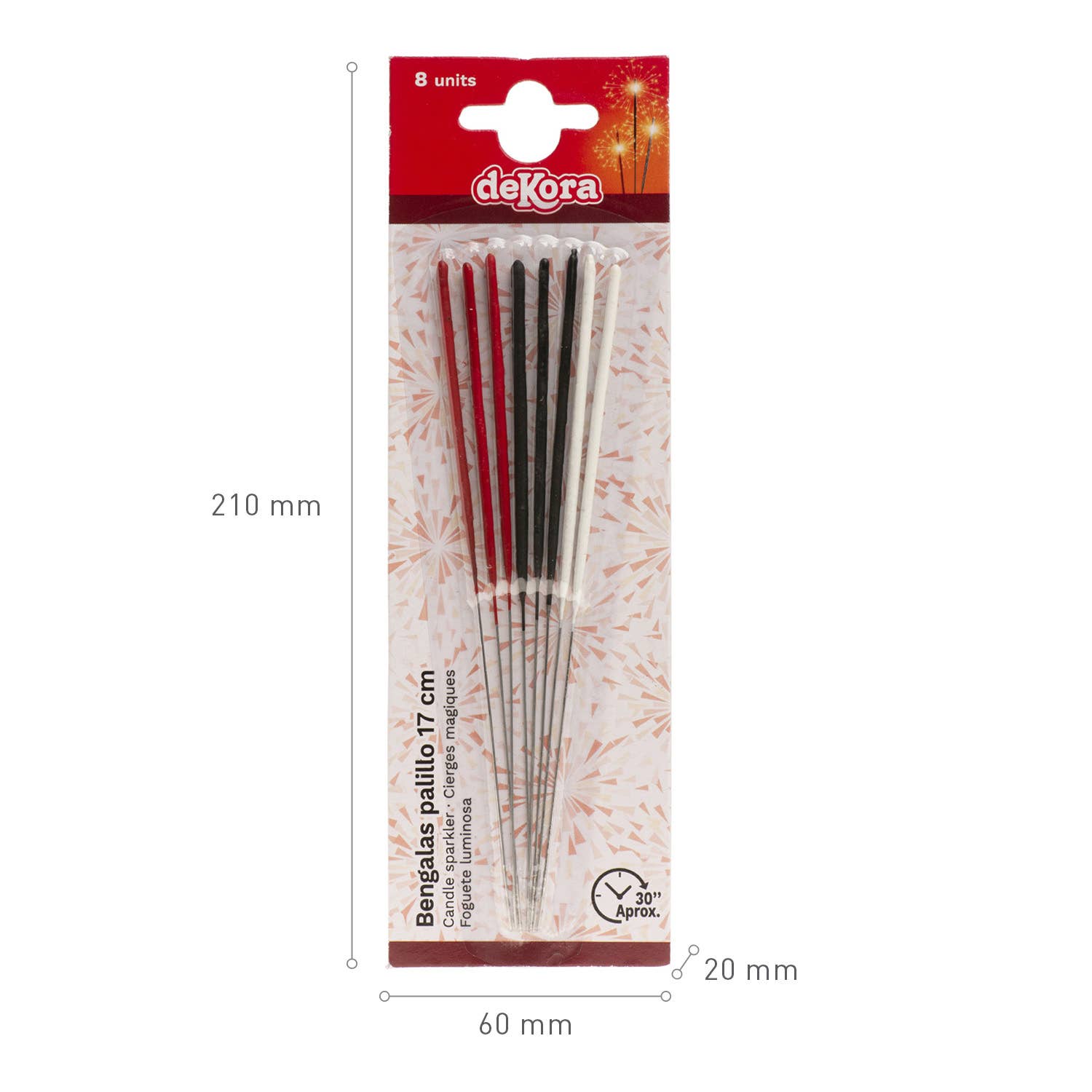 dekora - Wholesale Cake/Cupcake Topper - BLISTER 8 FLARES COLORED TOOTHPICK 17CM1