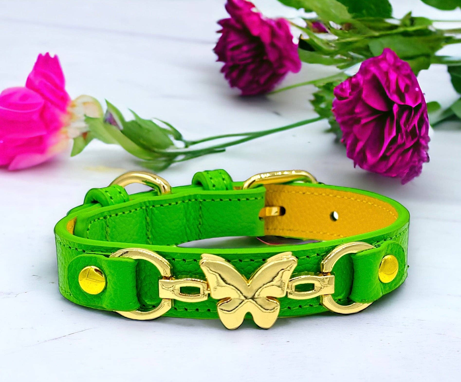 PupWiser - Wholesale Pet Collar - Dog - BUTTERFLY Handmade Leather Dog Collar6