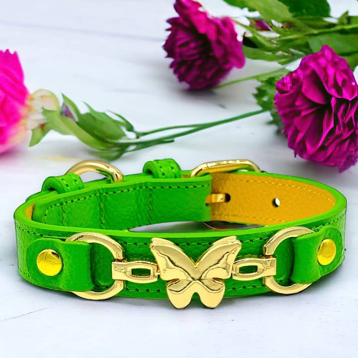 PupWiser - Wholesale Pet Collar - Dog - BUTTERFLY Handmade Leather Dog Collar6