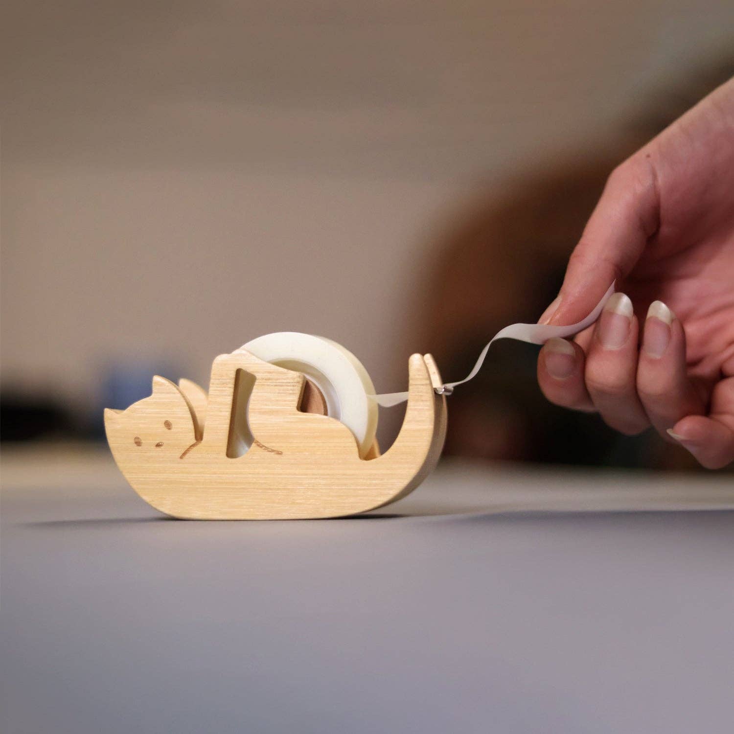 Pikkii USA - Wholesale Tape Dispenser - Kitty Sticky Tape Dispenser | Bamboo Desk Gift2