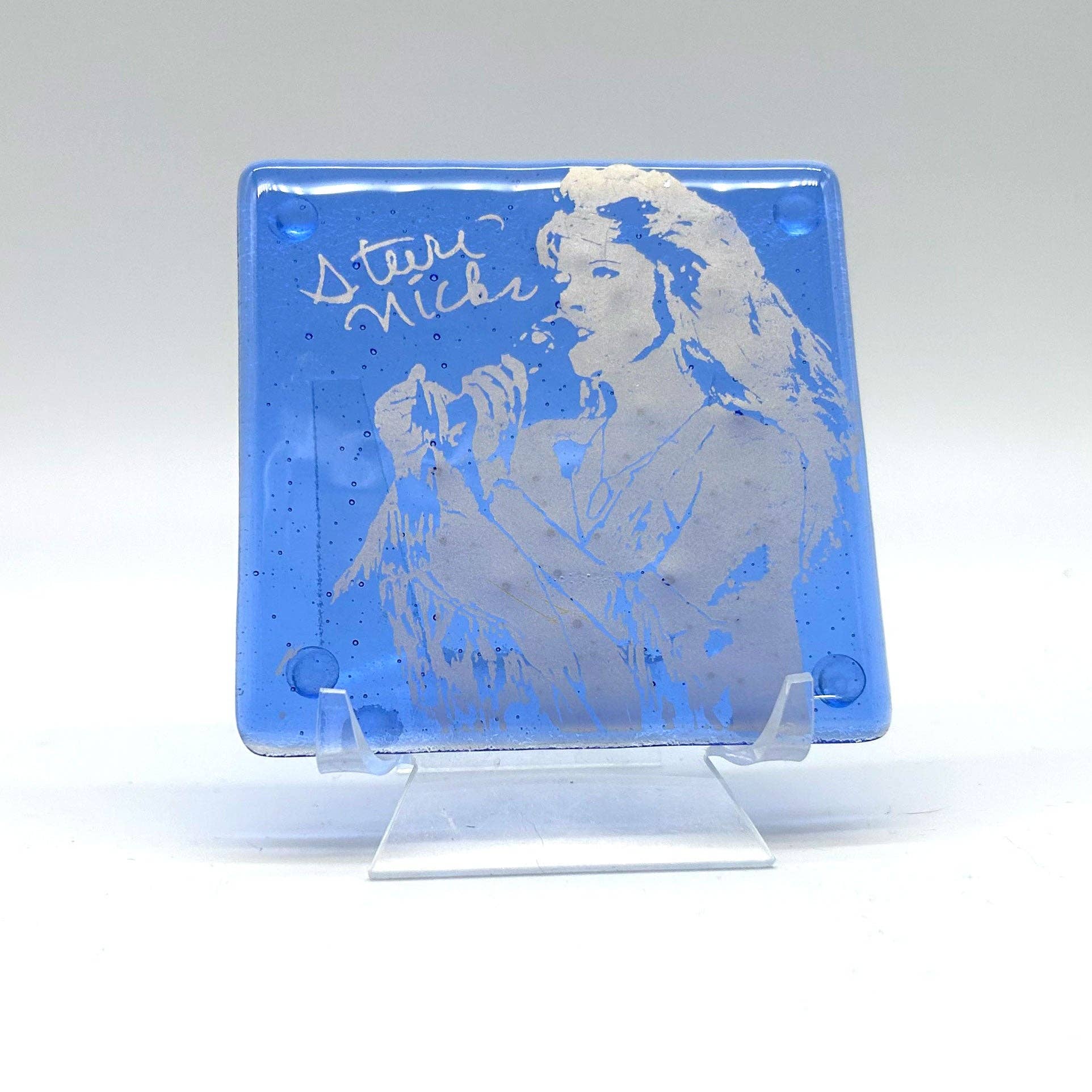 Kiku Handmade | Contemporary Fused Glass Home Goods - Wholesale Coasters - Stevie Nicks Fused Glass 4" Single Coaster3
