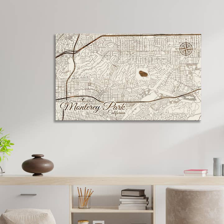 Californië: straatkaart van Monterey Park voor wholesale door Fire & Pine