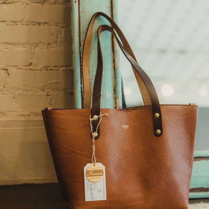 Sacola Cognac Montana por atacado de Hooks Crafted Leather Co.