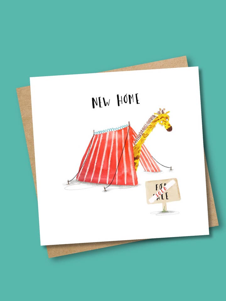 New Home Giraffe Card per la vendita all'ingrosso da parte di Pen and Gwyn