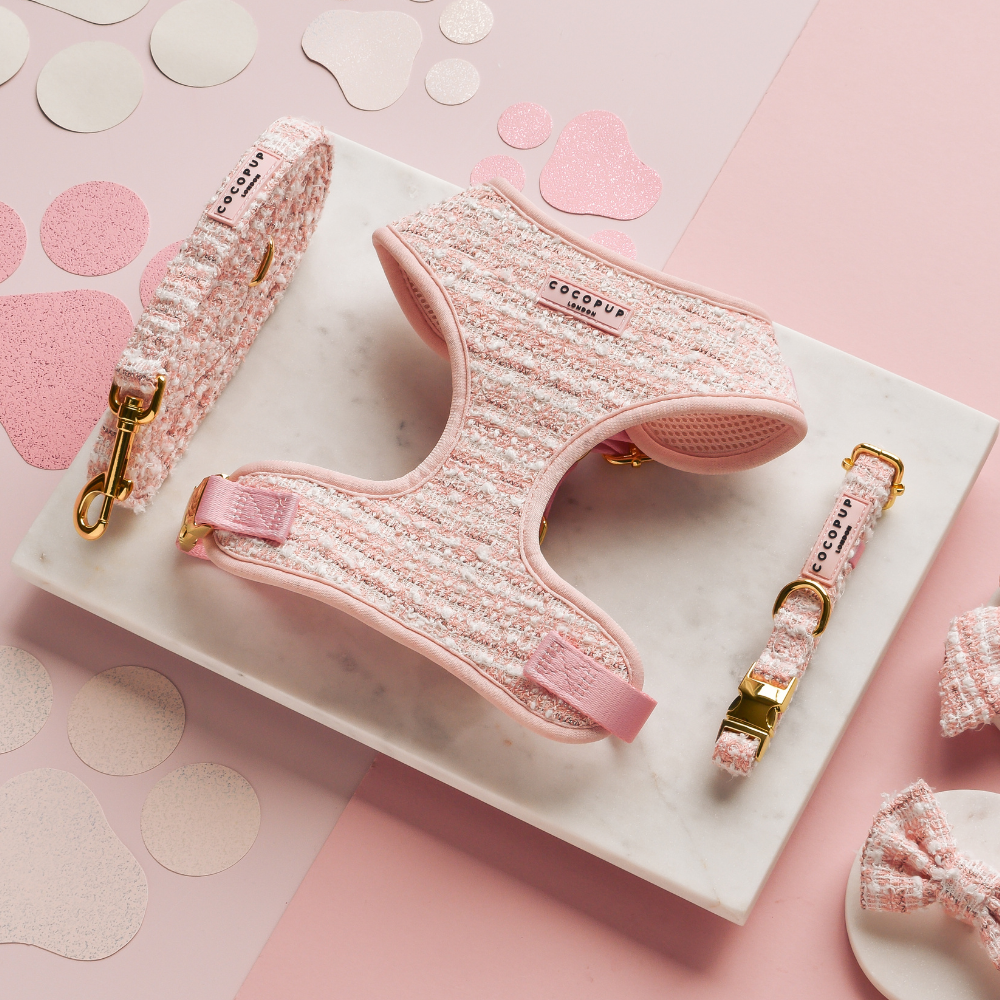 Cocopup London – wholesale Pet leash – Dog – Pink Textured Tweed Lead3