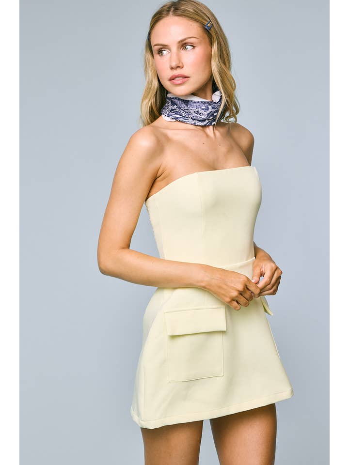 Sky to Moon - Wholesale Dress - Women's - SOLID COLOR FRONT POCKET A-LINE TUBE MINI DRESS5