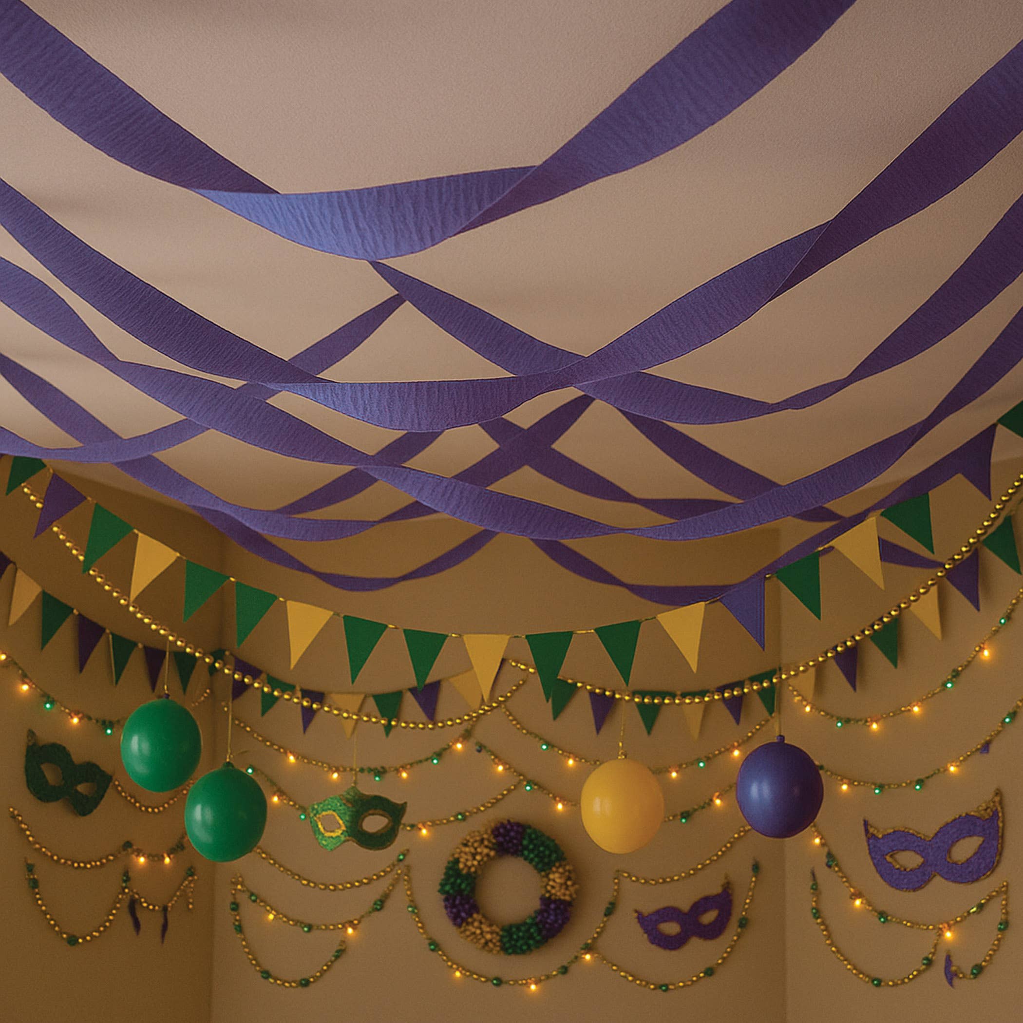 Beistle - Wholesale Bunting/Garland - Purple Festive Crepe Streamer, 1¾" x 81'5