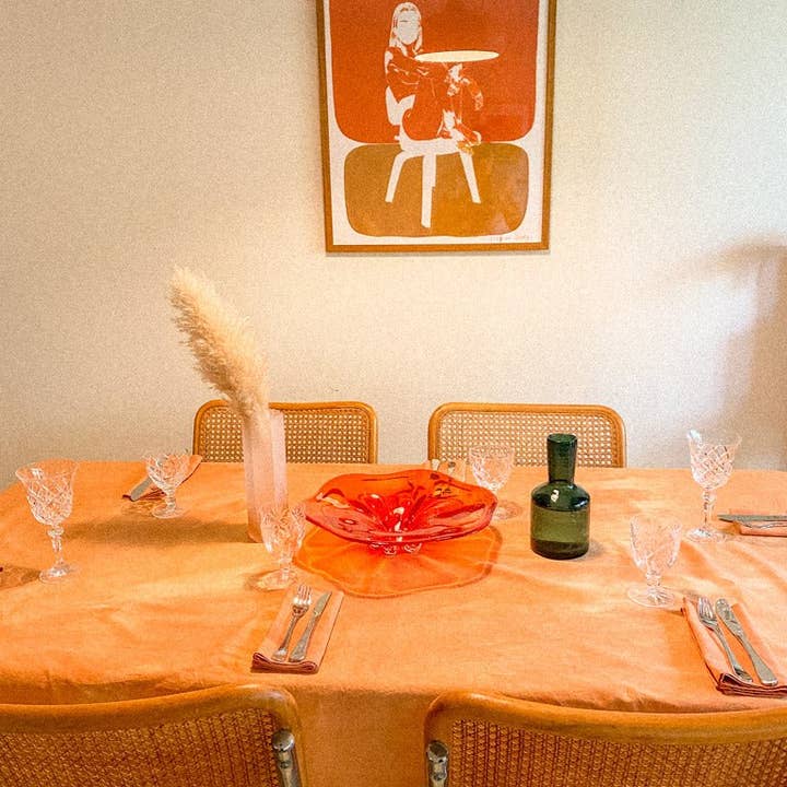 Organic Cotton Tablecloth Indian Orange for wholesale by The Wild Bloomer