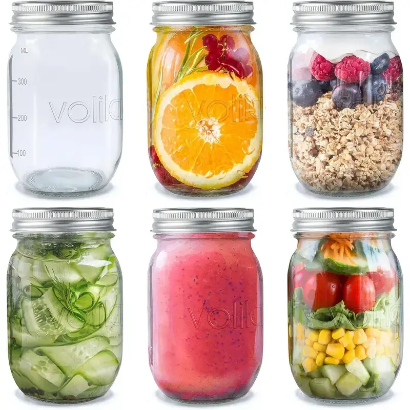 Jara Trading – wholesale Jar – Mason Airtight Glass Preserving Jars With Lids (6 x 490ml)0