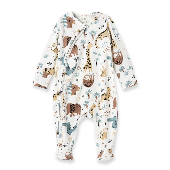 Tesa Babe - Wholesale Jumpsuit - Baby - Jungle Jamboree Bamboo Zipper Romper