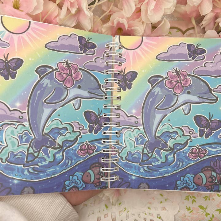 Woolblossom - Wholesale Sticker - Rainbow Beach Dolphin ~ Mini Reusable Sticker Book5
