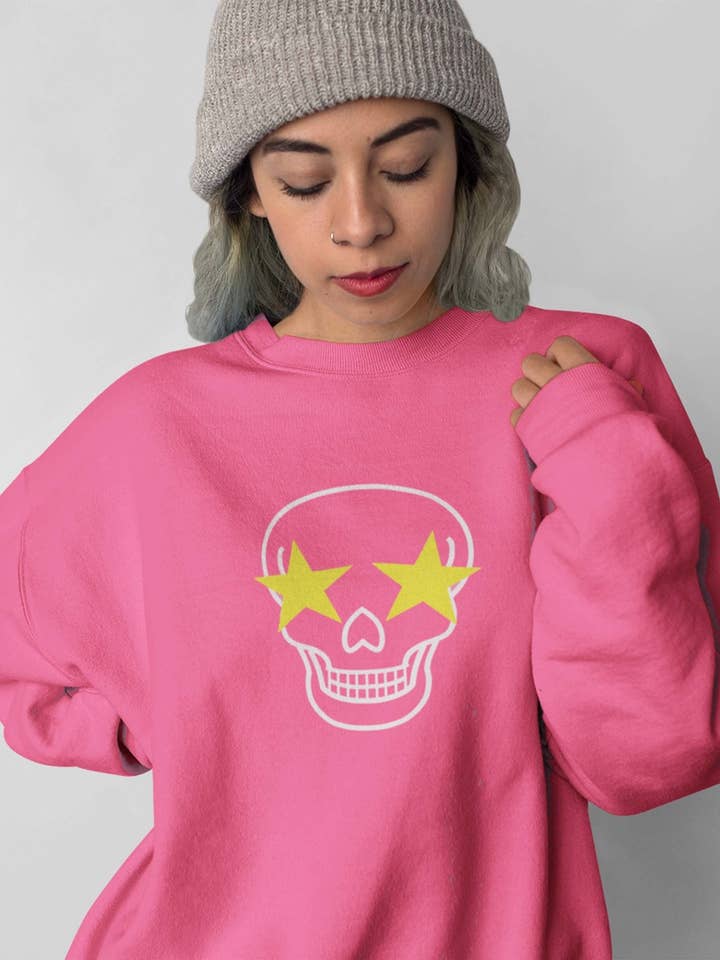Preppy Star Eye Skull Crewneck Sweatshirt for wholesale by Lifestyle Outpost
