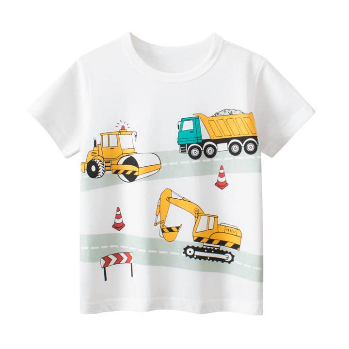 Construction Vehicles Printing Boys T-Shirt In European And American Style For Summer for wholesale by MyKids-USA®