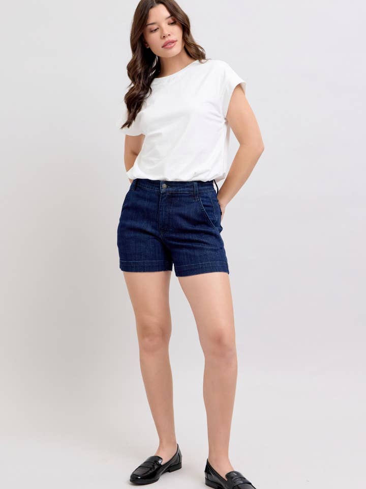 Watermelon Apparel – wholesale Shorts – Women’s – Judy Blue High Waist Dark Denim Trouser Shorts5