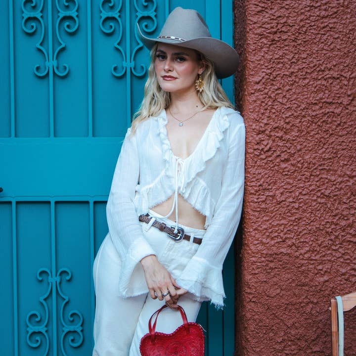 Adela Artisan Made LLC - Wholesale Crossbody Bag - Women's - Red Heart Leather Purse10