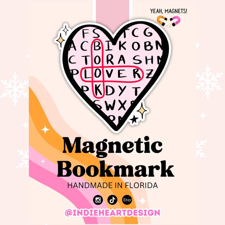 Indie Heart Studio - Wholesale Bookmark - Book Lover Crossword Magnetic BookmarkÂ