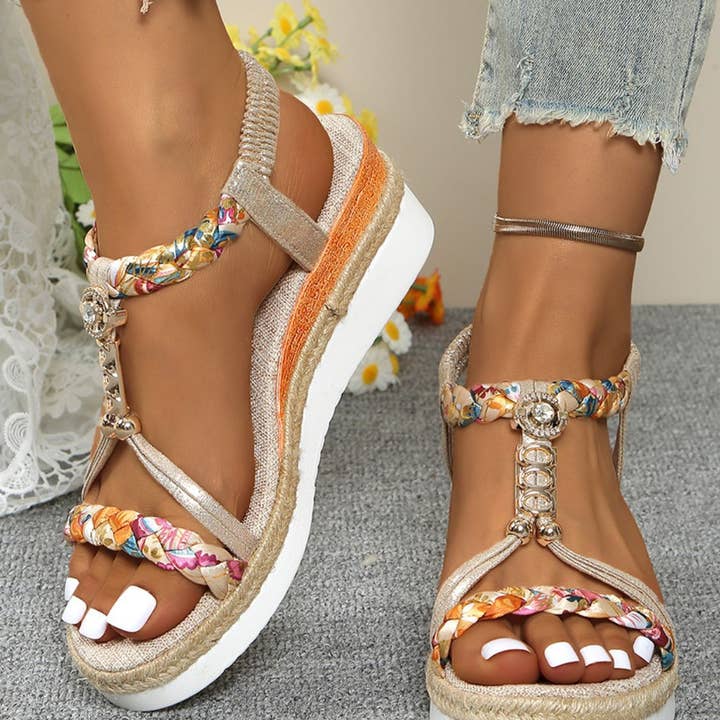 Contrast Woven Wedge Sandals and other Purchase Wholesale raffia wedge. Free Returns & Net 60 Terms on Faire trending on Faire.