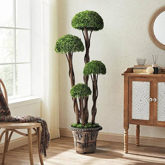 DEENZ – wholesale Artificial flowers – Cedar Ball Topiary Tree With Pot 120cm Grass0080