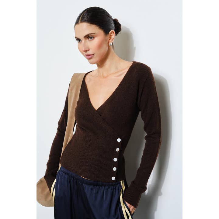 Corina Wrap Front Knit Top for wholesale by Loucia