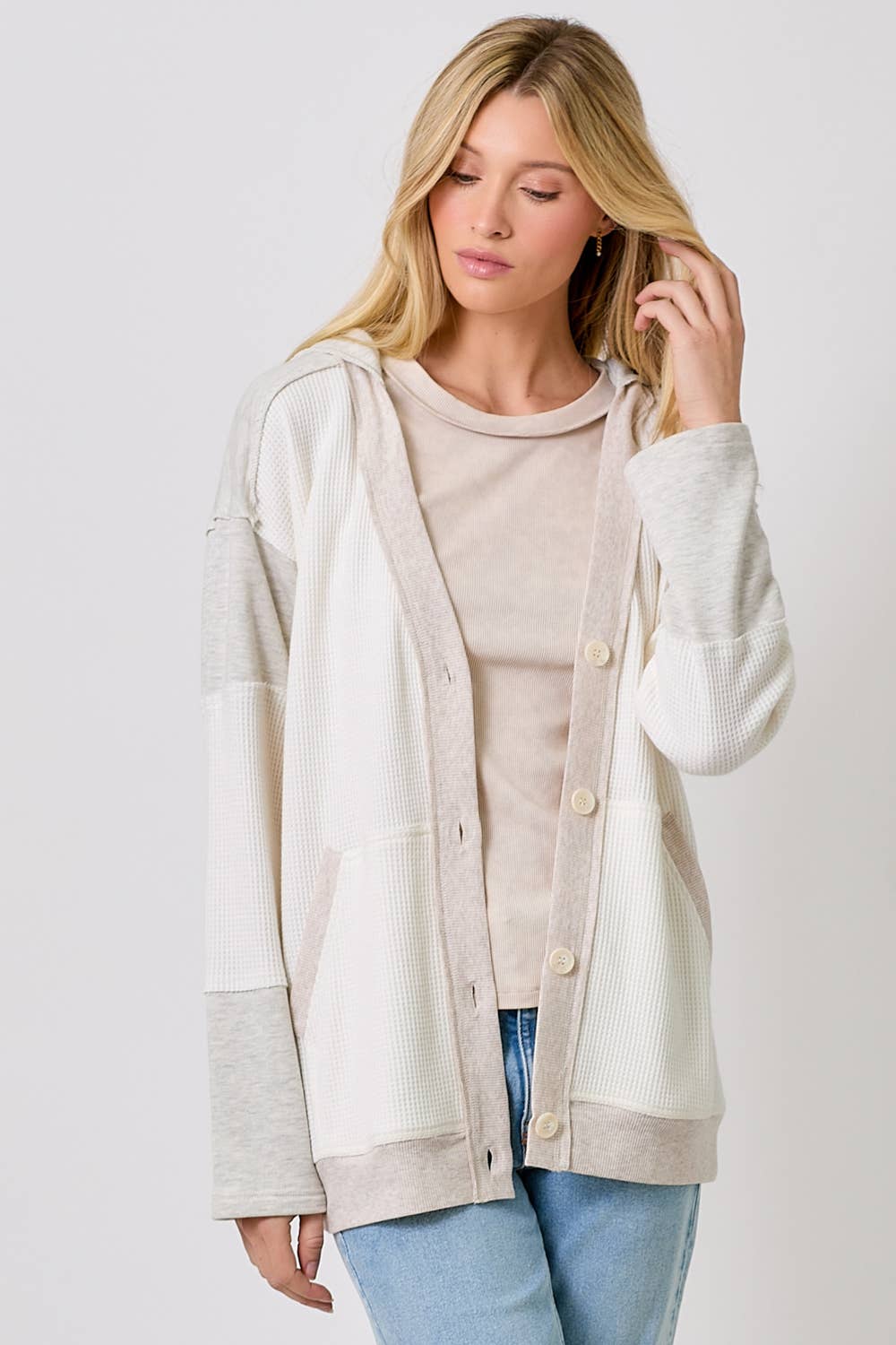 Mystree - Wholesale Cardigan - Women's - 60553 Color Block Hoodie Cardigan14