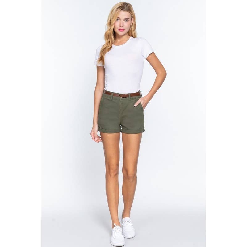 Paperdoll - Wholesale Shorts - Women's - COTTON-SPAN TWILL BELTED SHORT PANTS 16