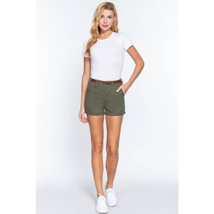 Paperdoll - Wholesale Shorts - Women's - COTTON-SPAN TWILL BELTED SHORT PANTS 16