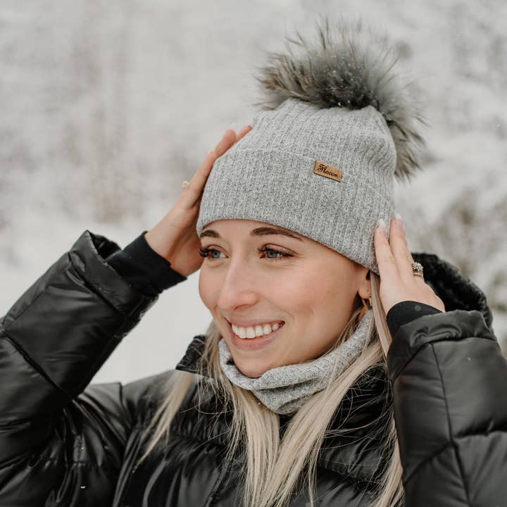 Jersey beanie with pom pom - Grey for wholesale by Flocon Sport