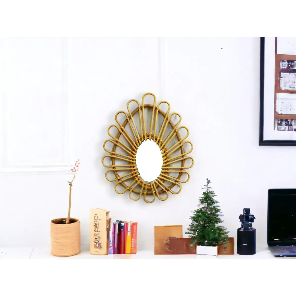 B A O B A B - Maison - Wholesale Wall Mirror - Vintage Rattan OVAL Mirror 33 cm1